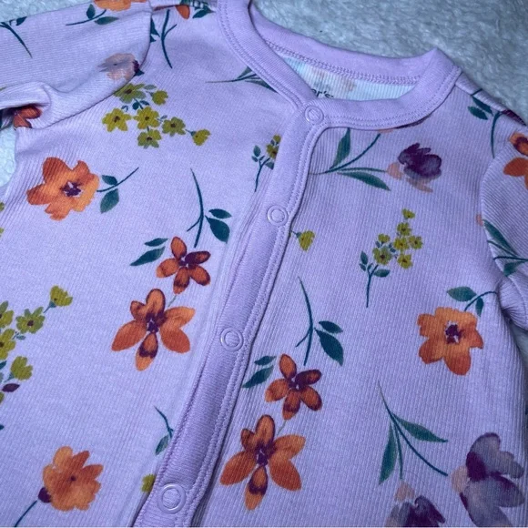 Carter's Lilac Floral Footed One-Piece Pajamas - Picture 2 of 9